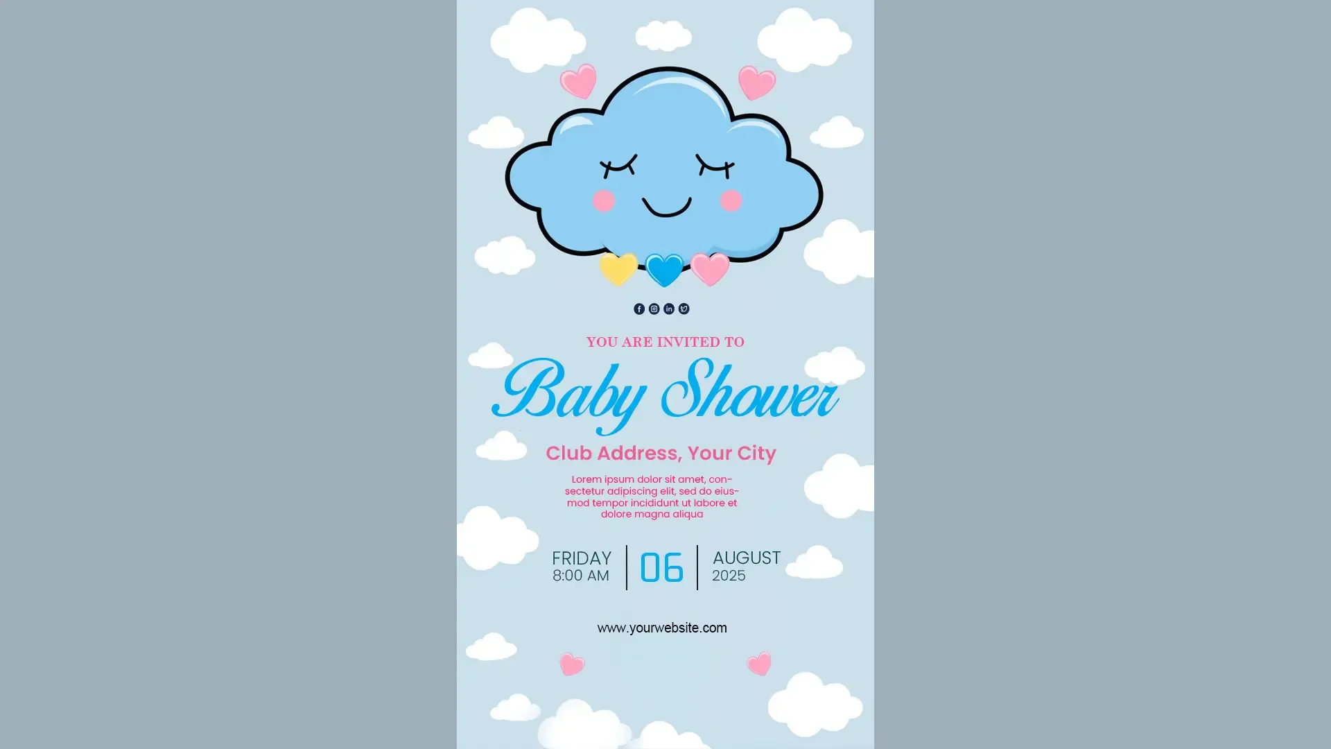 Baby Shower Invitation Card Instagram Story